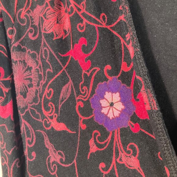 Womens Betsy Johnson Floral Dress Faux Wrap Top Black Red Knit S Viscose Spandex - Picture 7 of 10